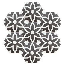 Load image into Gallery viewer, Fleur porcelain tiles - black/white tile