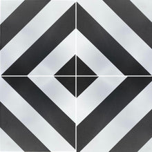Load image into Gallery viewer, CHEVRON stripe porcelain tile - black/white