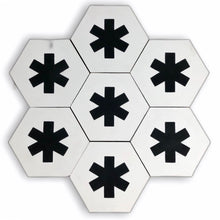 Load image into Gallery viewer, floor tiles-tiles - black hex tile-encaustic floor tile, moroccan cement tiles, black and white tiles