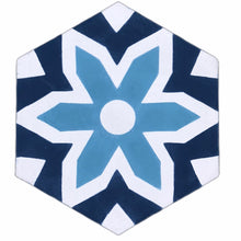 Load image into Gallery viewer, Cement Tile - blue cement tiles- moroccan floor tiles uk - encaustic tiles uk- bathroom tiles
