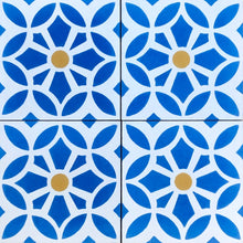 Load image into Gallery viewer, cement tile, floor tile, bathroom tiles , moroccan cement tiles uk, encaustic tiles, blue tiles