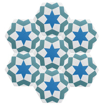 Load image into Gallery viewer, Starz porcelain tile in blue/teal