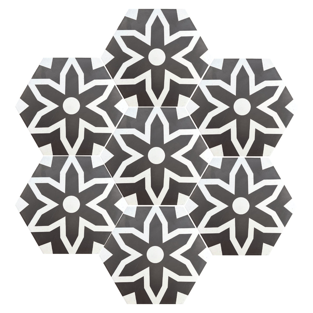 Fleur porcelain tiles - black/white tile