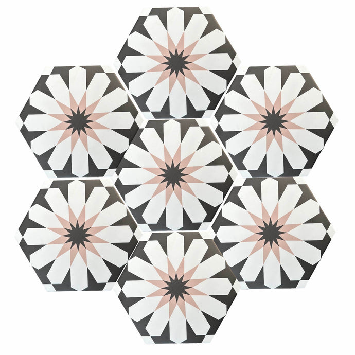 Luz black and white porcelain tile