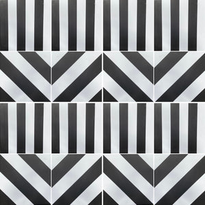Chevron stripe porcelain tile - black/white