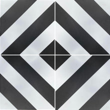 Load image into Gallery viewer, Chevron stripe porcelain tile - black/white