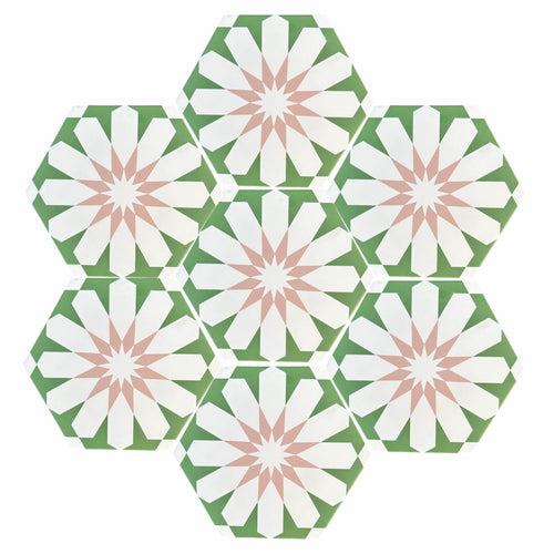 Luz green and pink porcelain tile