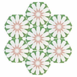 Luz green and pink porcelain tile