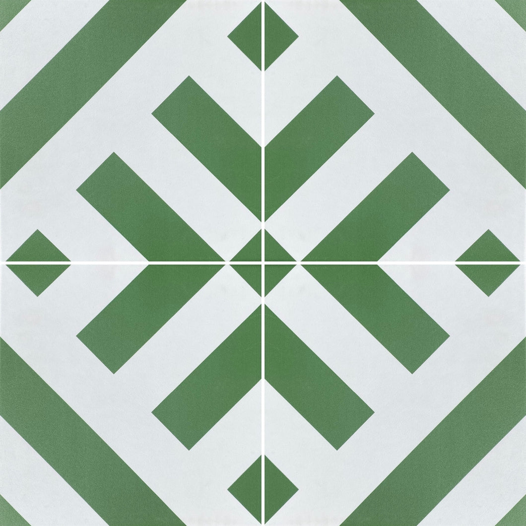 Green Ray geometric stripe tile