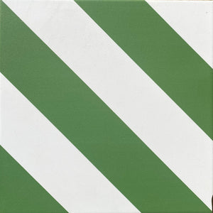 Chevron stripe porcelain tile - Green/white