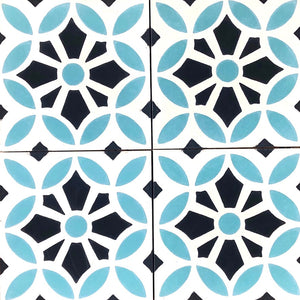 Maroq Cement Tile - Turquoise and white tile
