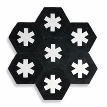 Load image into Gallery viewer, Cruz hex tile black (cement tile) - bathroom floor tile-moroccan floor tiles- black  and white tiles-