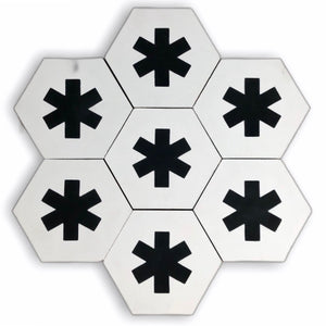 floor tiles-tiles - black hex tile-encaustic floor tile, moroccan cement tiles, black and white tiles