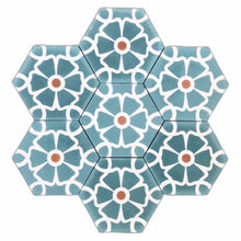Load image into Gallery viewer, tiles,Cement Tile-teal tile-patterned tiles- Moroccan tiles UK - floor tile- cement tiles UK- 