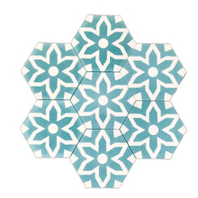 Load image into Gallery viewer, cement tile - teal tiles- bathroom tiles- floor tiles- moroccan cement tiles uk