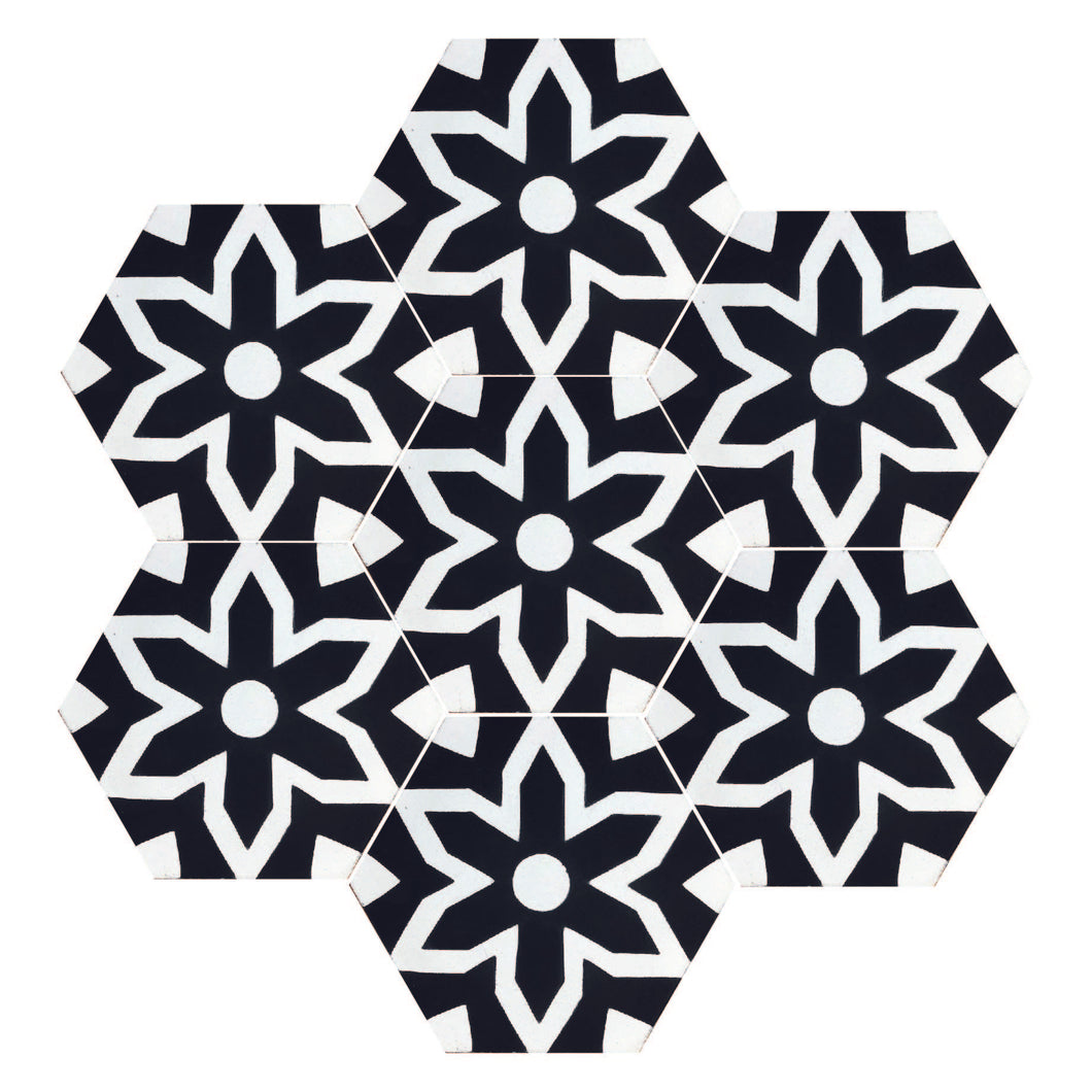 Fleur Cement Tile - Black and white tile